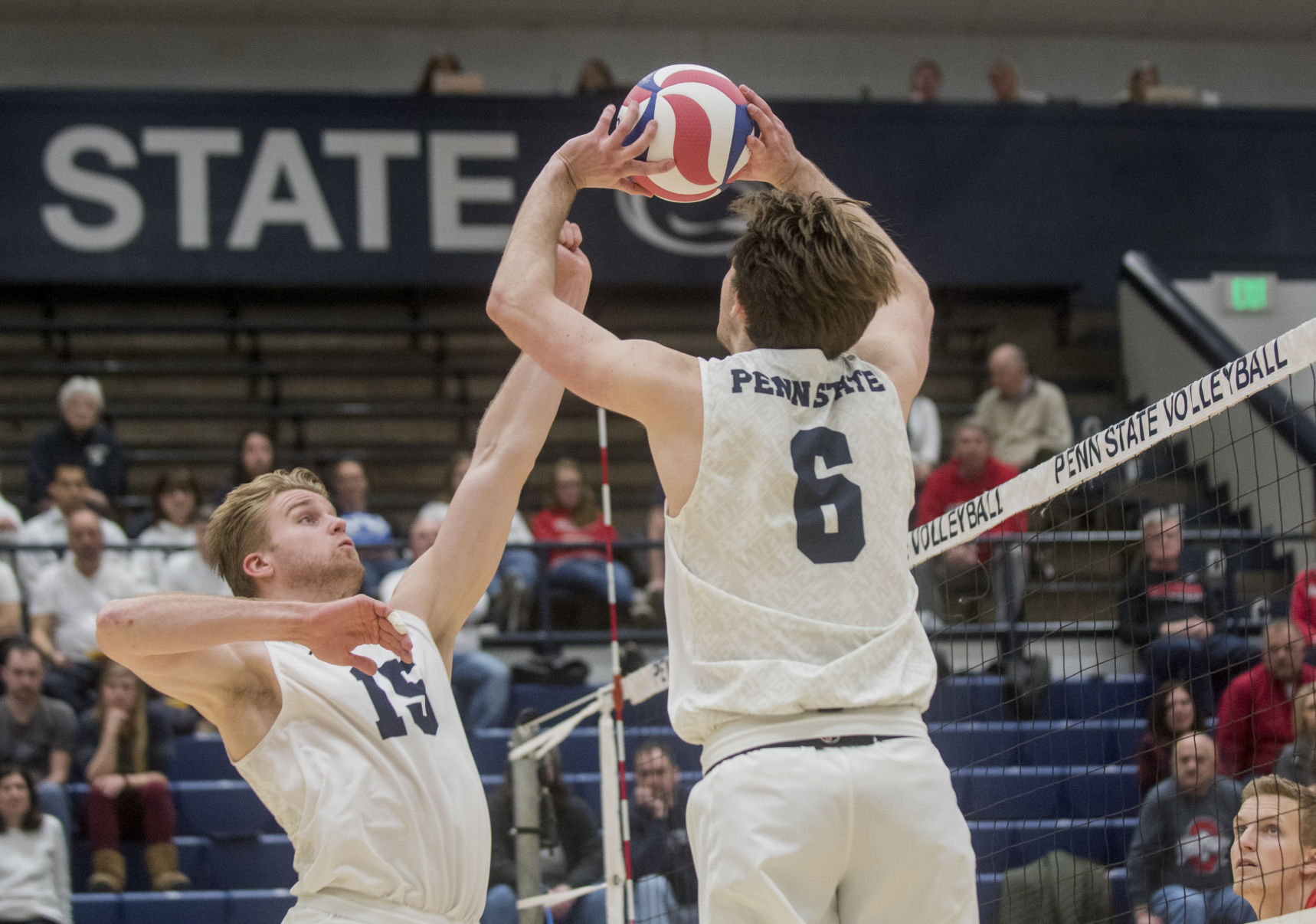 Men's Volleyball vs. Ohio State, Bogner (6) and Tuman (15)